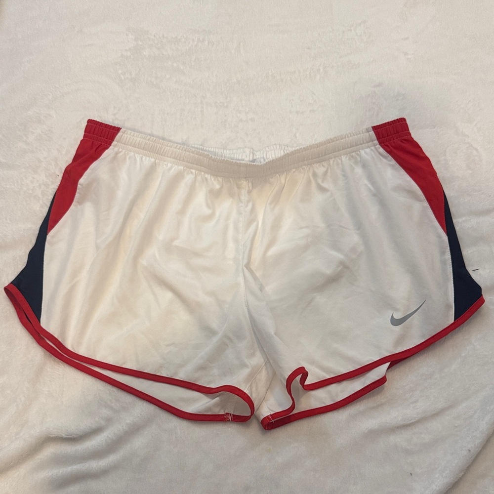 Nike Women's Red and White Athletic Shorts - Picture 1 of 3